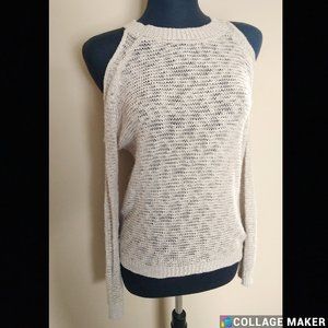Charlotte Russe Knit Oatmeal Cold Shoulder Sweater Juniors Small